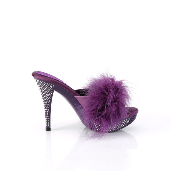 ELEGANT-401F Plateau Pantoletten mit Plüsch und Glitzer - Violett von Fabulicious – Ansicht 5