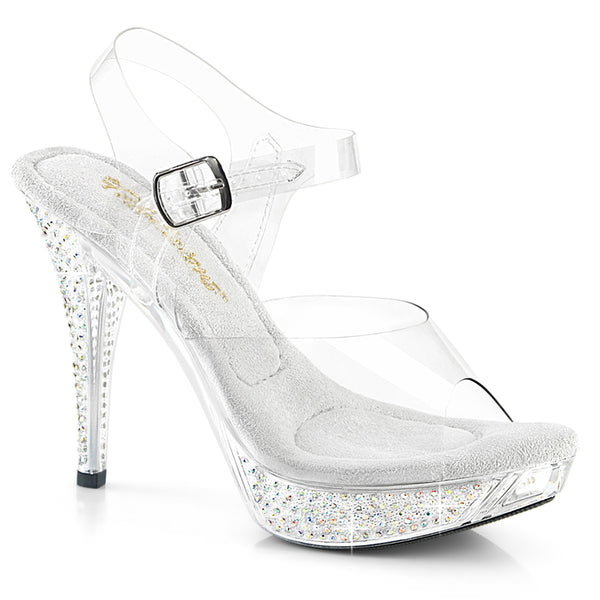 ELEGANT-408ABRS - Plateau High Heel Sandaletten - Transparent mit Strass | Fabulious SALE