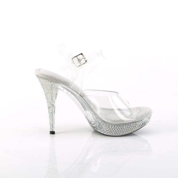 ELEGANT-408ABRS - Plateau High Heel Sandaletten - Transparent mit Strass | Fabulious SALE