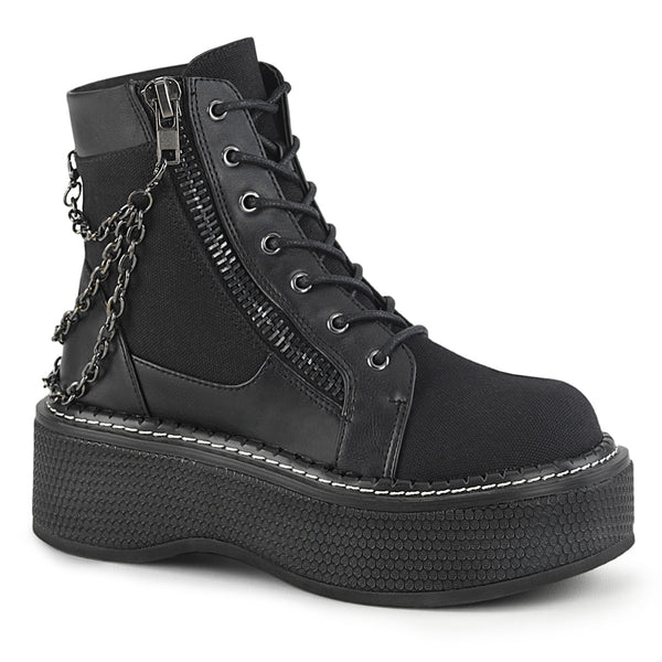EMILY-114 Plateau Stiefeletten schwarz matt Schnürung von DemoniaCult