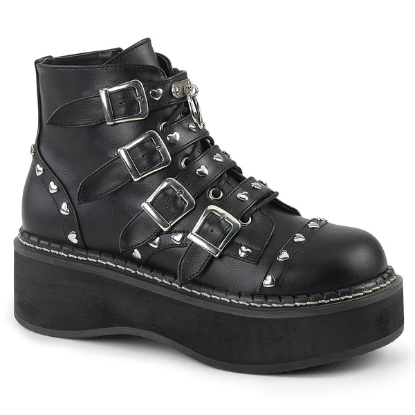 EMILY-315 Plateau Stiefeletten Schnallen schwarz matt Gothic von DemoniaCult