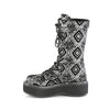 EMILY-322 Plateau Stiefel Schnallen gemustert schwarz grau von DemoniaCult – Ansicht 3