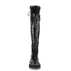 EMILY-375 Plateau Overknee Stiefel Schnürung Lack schwarz von DemoniaCult – Ansicht 2