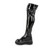 EMILY-375 Plateau Overknee Stiefel Schnürung Lack schwarz von DemoniaCult – Ansicht 3