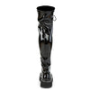 EMILY-375 Plateau Overknee Stiefel Schnürung Lack schwarz von DemoniaCult – Ansicht 4