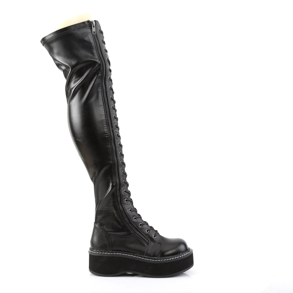 EMILY-375 Plateau Overknee Stiefel Schnürung matt schwarz von DemoniaCult – Ansicht 5
