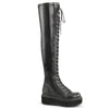 EMILY-375 Plateau Overknee Stiefel Schnürung matt schwarz von DemoniaCult