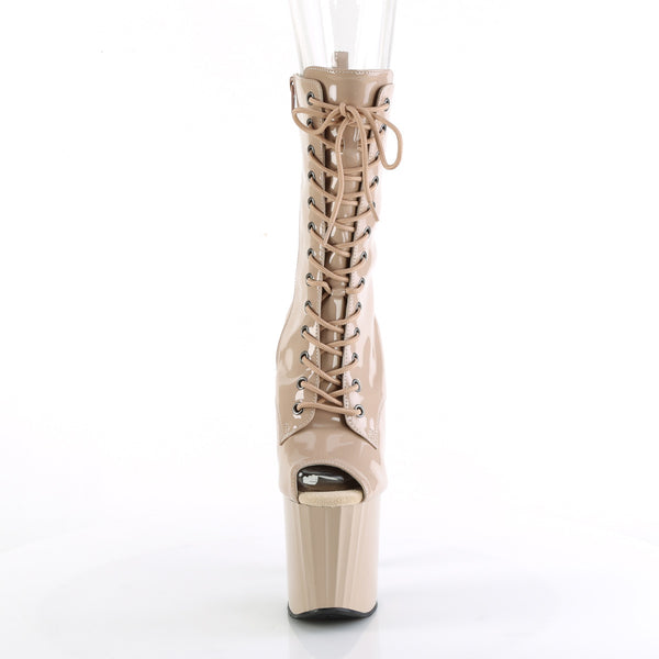 ENCHANT-1041 Plateau Peeptoe Stiefeletten - Beige Lack von Pleaser – Ansicht 2