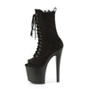 ENCHANT-1041FS Plateau Peeptoe Stiefeletten - Schwarz Samt | Pleaser