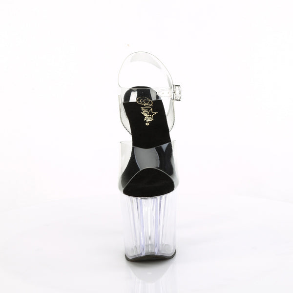 ENCHANT-708 Plateau Sandaletten - Transparent Schwarze Sohle von Pleaser – Ansicht 2