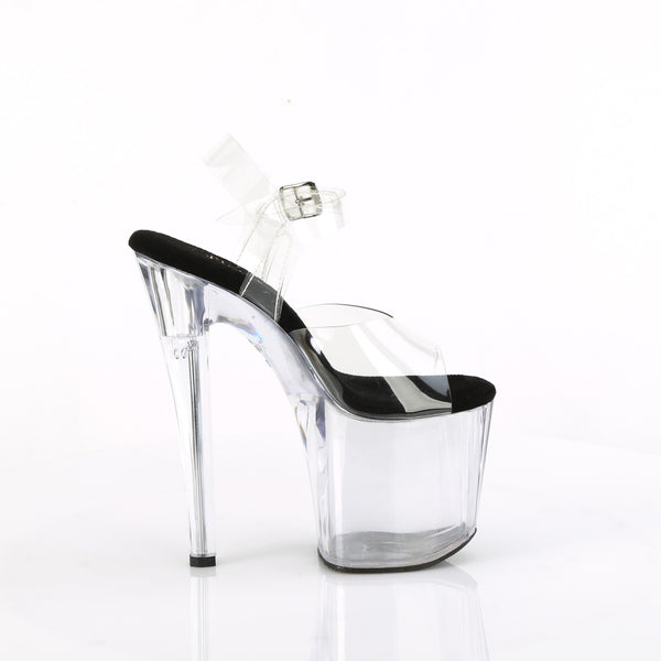 ENCHANT-708 Plateau Sandaletten - Transparent Schwarze Sohle von Pleaser – Ansicht 5