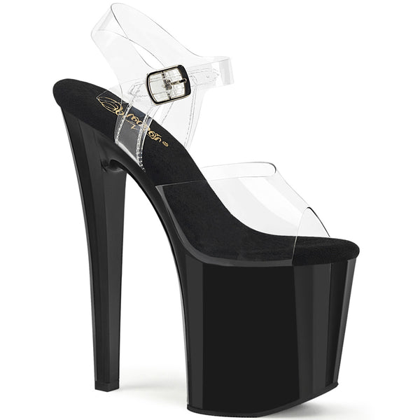 ENCHANT-708 - Plateau High Heel Sandaletten - Schwarz/Transparent von Pleaser
