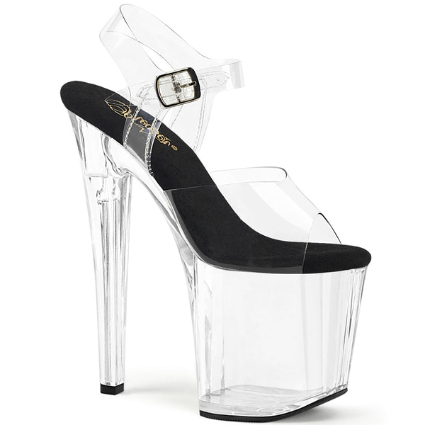 ENCHANT-708 Plateau Sandaletten - Transparent Schwarze Sohle von Pleaser