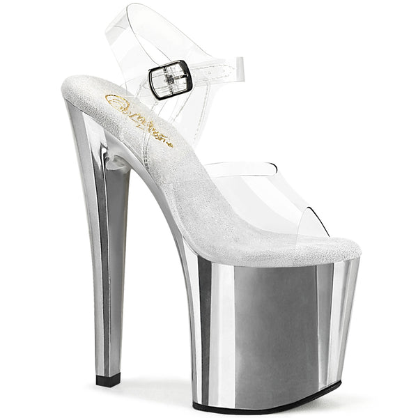 ENCHANT-708 Plateau Sandaletten - Transparent Silber Plateau von Pleaser