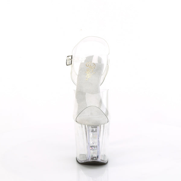 ENCHANT-708AQUA-02 Plateau Sandaletten - Transparent Glitzer Plateau von Pleaser – Ansicht 2