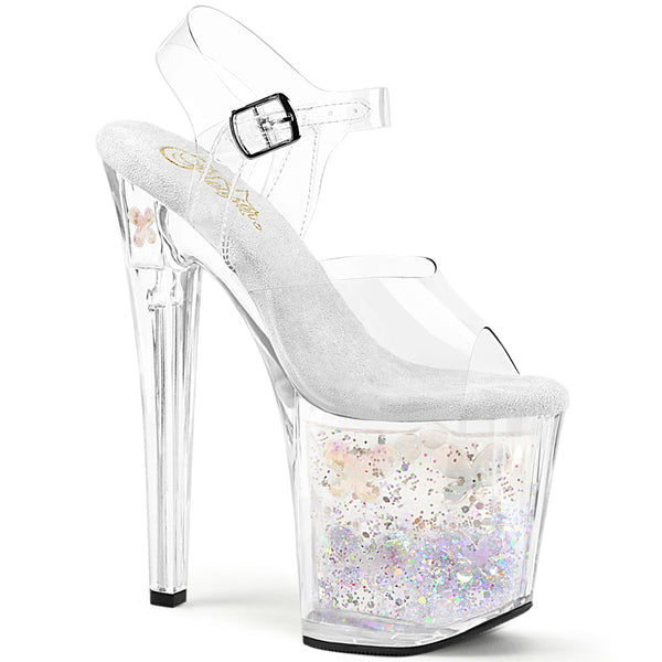 ENCHANT-708AQUA-02 Plateau Sandaletten - Transparent Glitzer Plateau von Pleaser