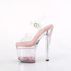 ENCHANT-708AQUA-03 Plateau Sandaletten - Transparent Rosa Sohle mit Herzen im Plateau von Pleaser – Ansicht 3