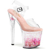 ENCHANT-708AQUA-03 Plateau Sandaletten - Transparent Rosa Sohle mit Herzen im Plateau von Pleaser
