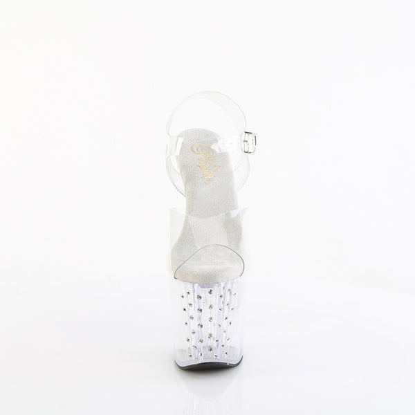ENCHANT-708RS - Plateau High Heel Sandaletten - Transparent mit Strass von Pleaser – Ansicht 2