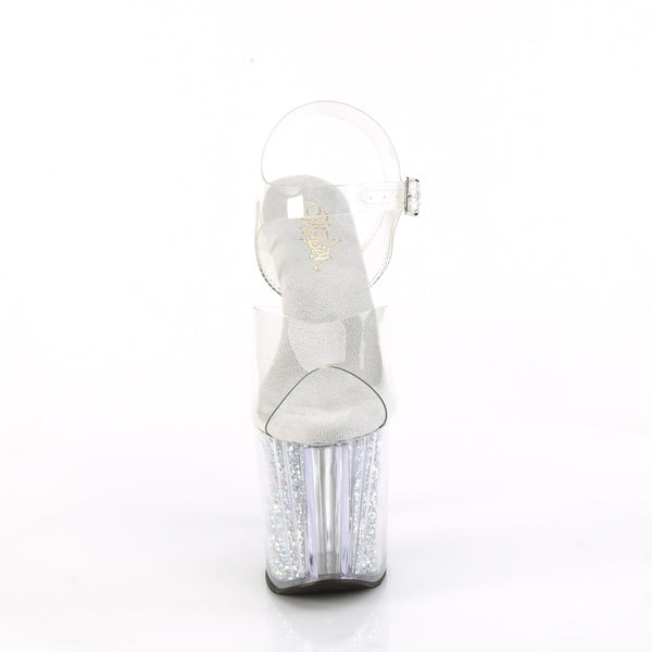 ENCHANT-708RSI Plateau Sandaletten - Transparent Glitzer Plateau von Pleaser – Ansicht 2