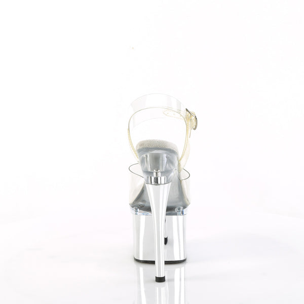 ESTEEM-708 Plateau Sandaletten PVC durchsichtig Silber von Pleaser – Ansicht 4