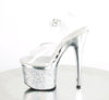 ESTEEM-708CHLG Plateau Sandaletten Silber Glitzer von Pleaser – Ansicht 3
