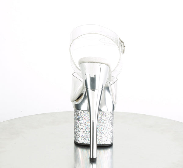 ESTEEM-708CHLG Plateau Sandaletten Silber Glitzer von Pleaser – Ansicht 4