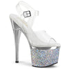 ESTEEM-708CHLG Plateau Sandaletten Silber Glitzer von Pleaser