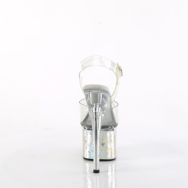 ESTEEM-708CK Plateau Sandaletten - PVC durchsichtig Silber von Pleaser – Ansicht 4