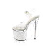 ESTEEM-708LG Plateau Sandaletten - PVC durchsichtig mit blauen Steinchen von Pleaser – Ansicht 3