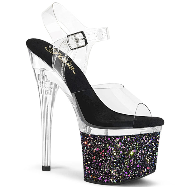ESTEEM-708LG Plateau Sandaletten - PVC durchsichtig Schwarz von Pleaser