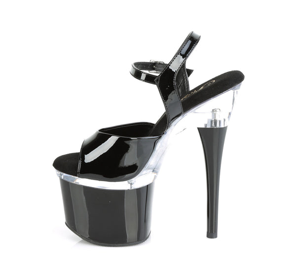 ESTEEM-709 Plateau Sandaletten - Schwarz / Transparent von Pleaser – Ansicht 3