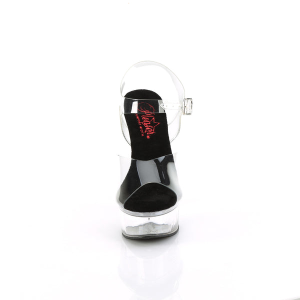 EXCITE-608 - Plateau High Heel Sandaletten - Schwarz/Transparent | Pleaser