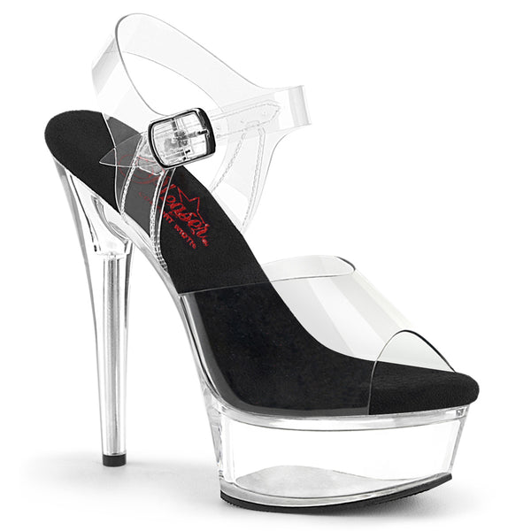 EXCITE-608 - Plateau High Heel Sandaletten - Schwarz/Transparent | Pleaser