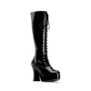 EXOTICA-2020 Plateau Stiefel Lack Schwarz von Funtasma