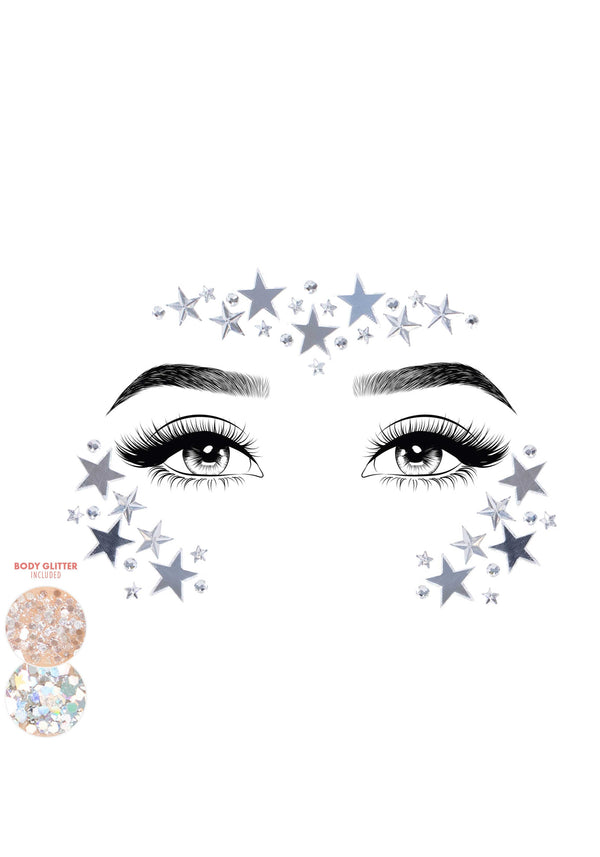 Kostümzubehör - Traumfänger Gesichtssternen Sticker silber | Leg Avenue