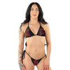 Schwarzes funkelndes Totenkopf Strass String Bikini Set von Pleaser Dancewear