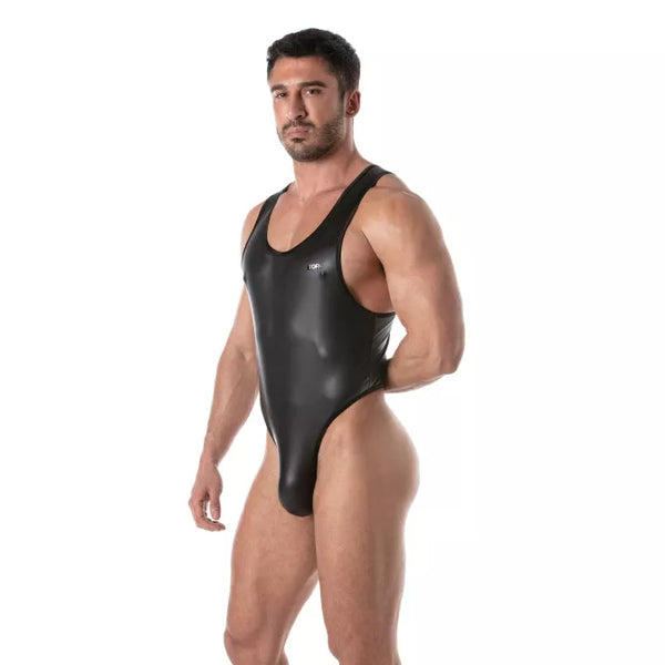 Schwarzes Fetish-Singlet von TOF Paris – Ansicht 2