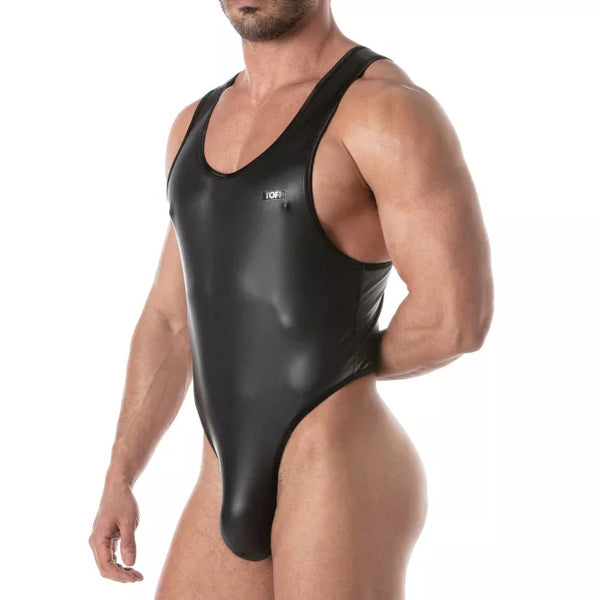 Schwarzes Fetish-Singlet von TOF Paris – Ansicht 4