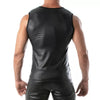 Schwarzes figurbetontes Tanktop in aufregender Lederoptik von TOF Paris – Ansicht 3