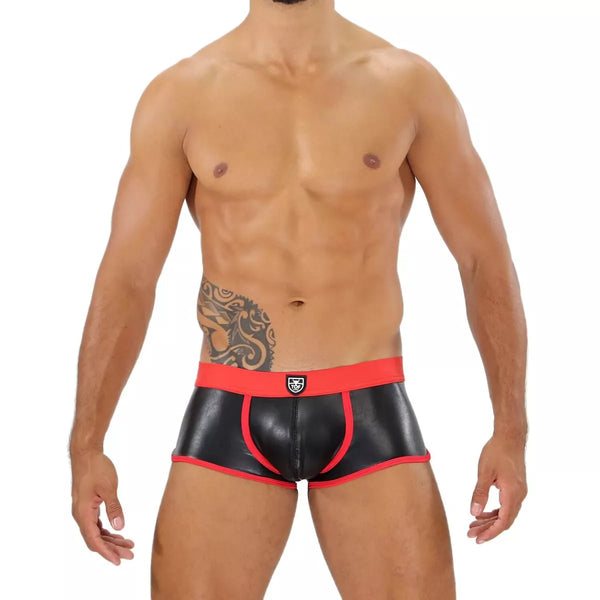Boxershorts mit Komfort-Beutel, nahtlos & low-waist, schwarz-rot | TOF Paris