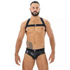 Schwarzes Fetish Elastic Harness mit perfekter Bewegungsfreiheit von TOF Paris – Ansicht 4