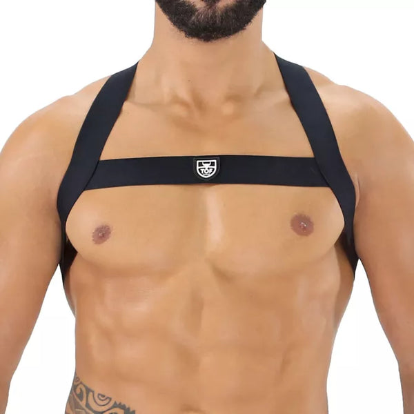 Schwarzes Fetish Elastic Harness mit perfekter Bewegungsfreiheit von TOF Paris