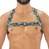 Khakifarbenes Camouflage Fetish Harness mit kraftvollem Look von TOF Paris