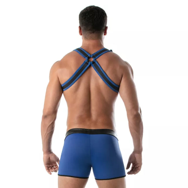 Schwarzes verführerisches Neopren Harness für maskuline Akzente von TOF Paris – Ansicht 2