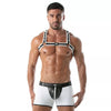 Weißes markantes Neoprene Bulldog Harness mit Premium Verarbeitung von TOF Paris – Ansicht 2