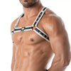 Weißes markantes Neoprene Bulldog Harness mit Premium Verarbeitung von TOF Paris – Ansicht 4