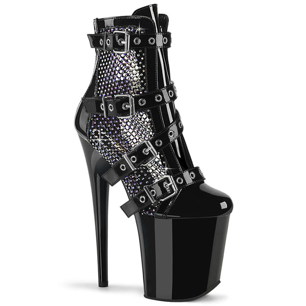 FLAMINGO-1013RM Plateau Stiefeletten - Schwarz Lack von Pleaser