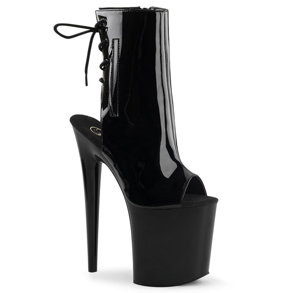 FLAMINGO-1018 Plateau Stiefeletten Schwarz Lack von Pleaser