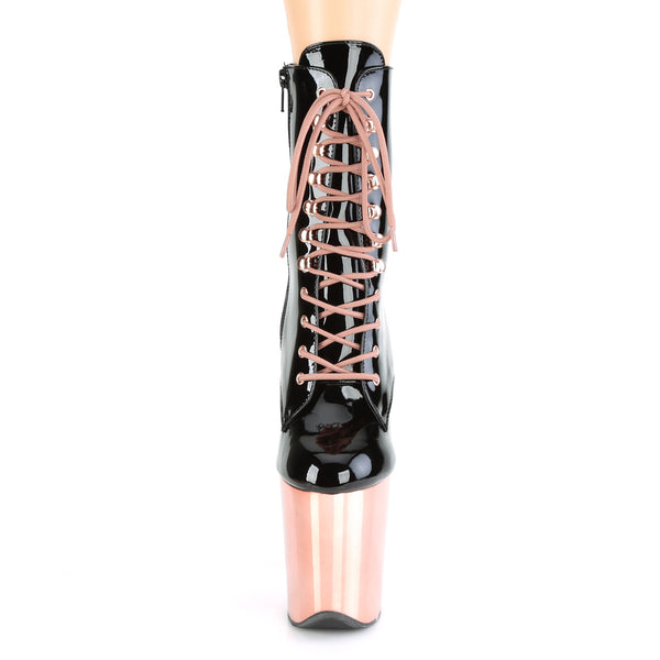 FLAMINGO-1020 Plateau Stiefeletten Schwarz/Rose Gold von Pleaser – Ansicht 2